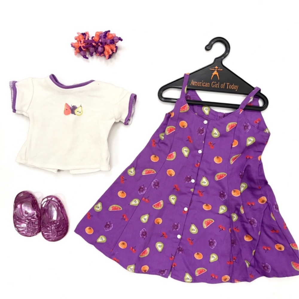 Pleasant Company AGOT Birthday Outfit, Dress, T-Shirt, Jellie Shoes & Scrunchie